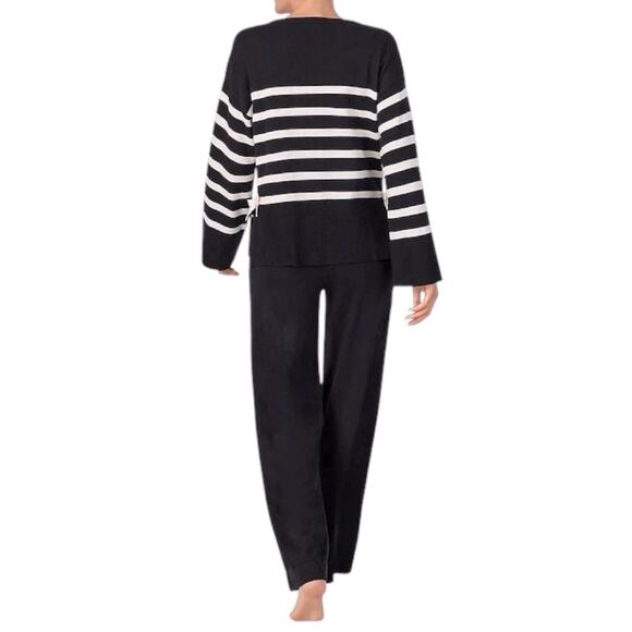 Kate Spade NWT Size XL Black White Mariner Striped TWO PIECE Pajamas Lounge Set - Picture 3 of 14